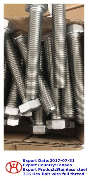 স্টেইনলেস স্টিল {{0} Full সম্পূর্ণ থ্রেড সহ হেক্স বোল্ট